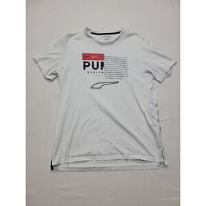 Puma T Shirt Mens Size Large White Logo Casual Short Sleeve Adult Embroidered